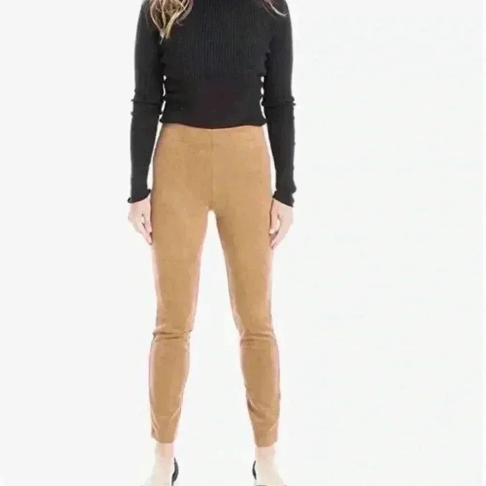 NEW ($98.00) Max Studio Vicuna Faux Suede Leggings/Pants Camel Caramel Brown